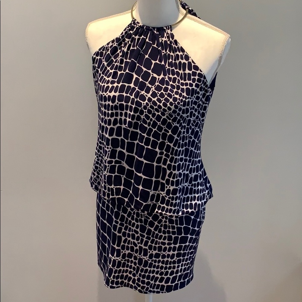 Navy and White Giraffe Print Dress